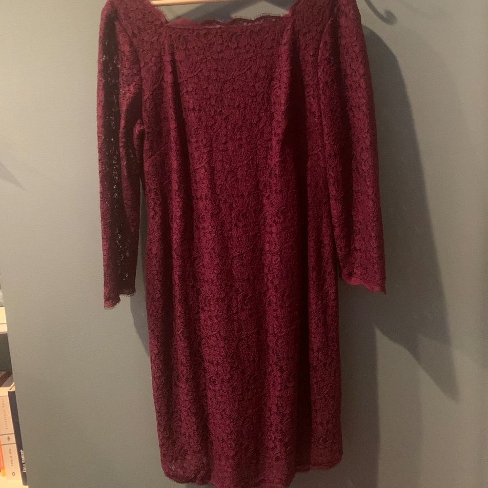 Adrianna Papell V-Back Lace Sheath Dress